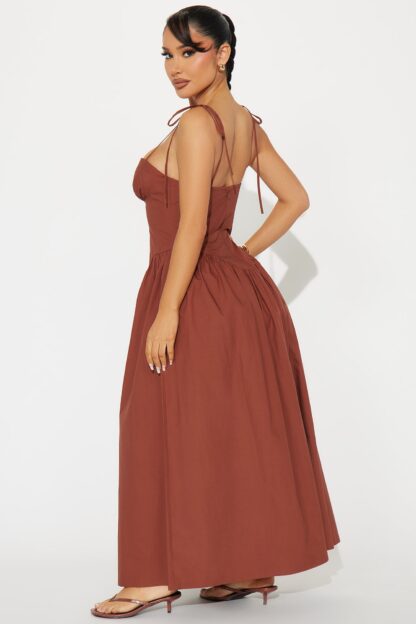 Vestido Midi Corset en Popelina con Tirantes Lazados - Image 9