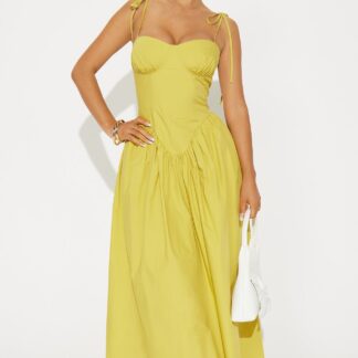 Vestido Midi Corset en Popelina con Tirantes Lazados