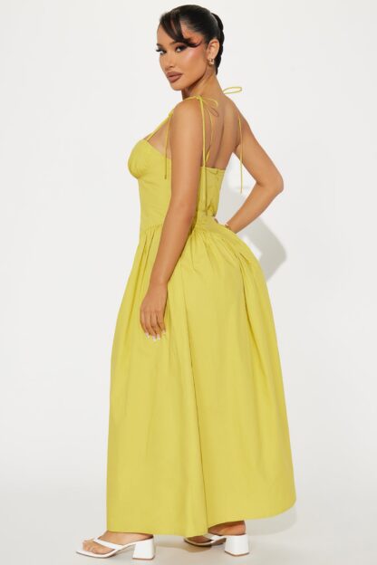 Vestido Midi Corset en Popelina con Tirantes Lazados - Image 3