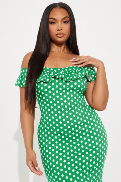 Vestido Maxi Lunares con Hombros Descubiertos y Vuelos - Image 11