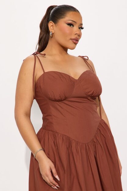 Vestido Midi Corset en Popelina con Tirantes Lazados - Image 11