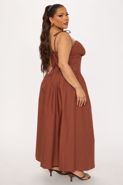 Vestido Midi Corset en Popelina con Tirantes Lazados - Image 12