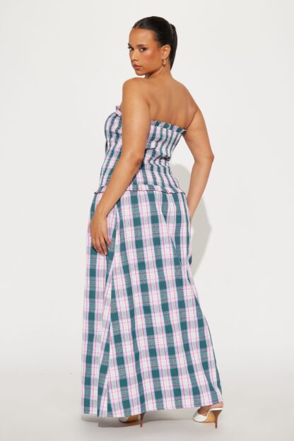 Vestido Maxi Escocés sin Tirantes con Bolsillos - Image 6