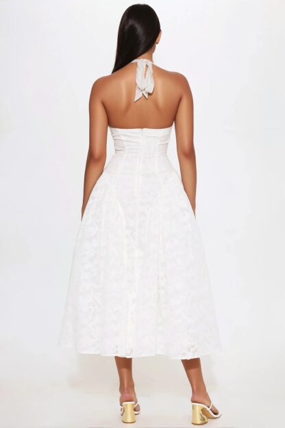 Vestido Midi de Chifón Texturado Elisa con Espalda Descubierta - Image 3