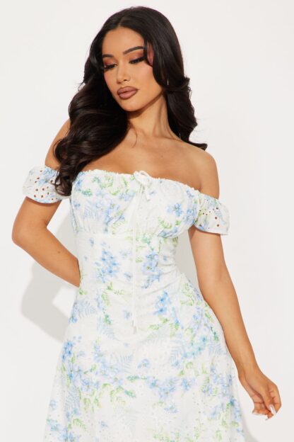 Vestido Midi con Detalles calados, Hombros Descubiertos y Lazo Frontal - Image 2