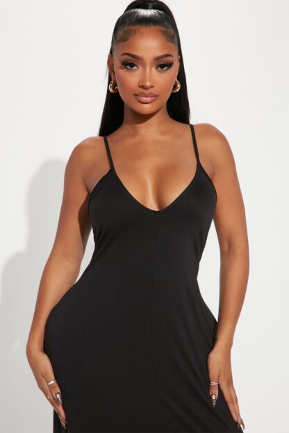 Vestido Maxi Elegante con Tirantes Ajustables - Marrón - Image 2